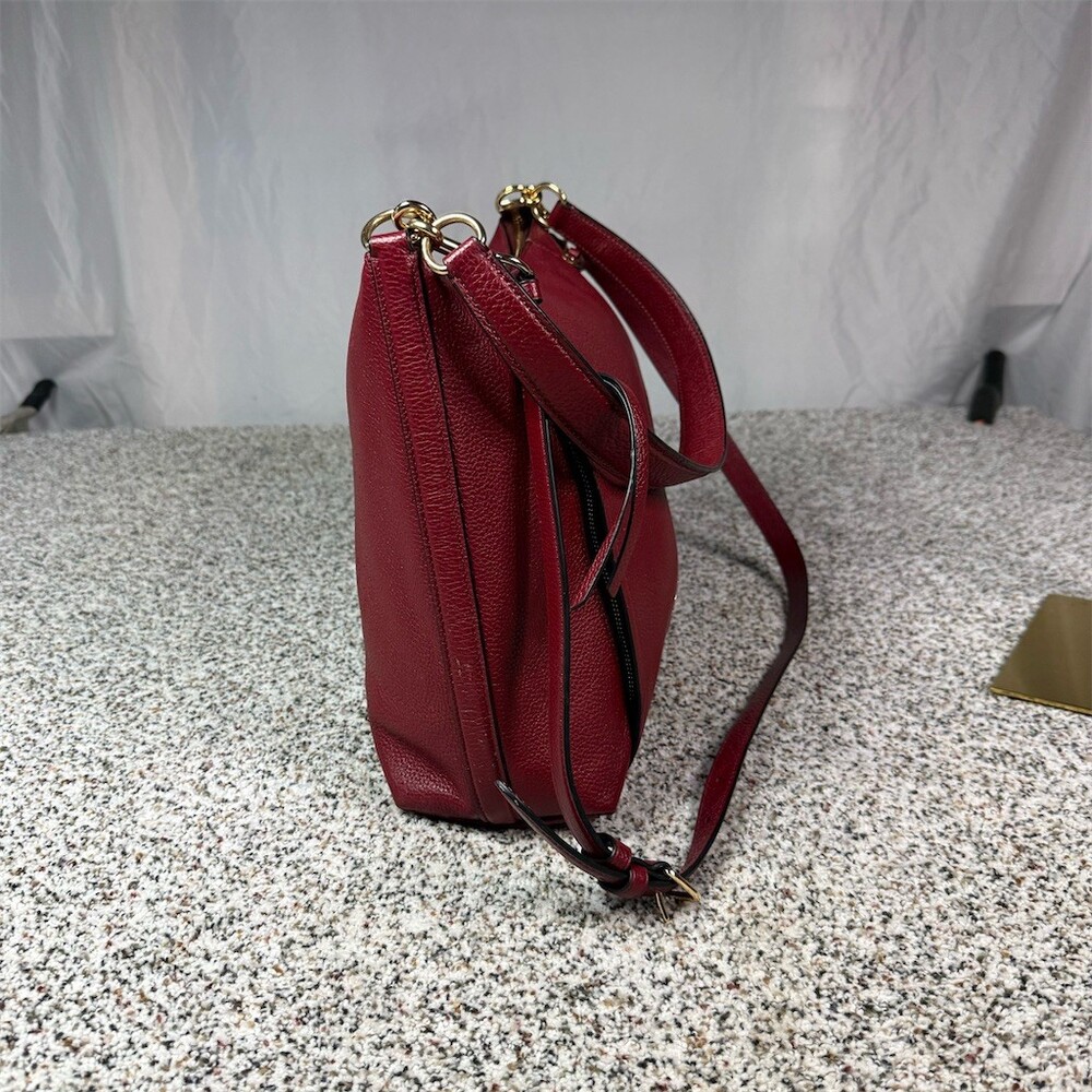 Coach Marlon Hobo Shoulder Bag Womens Burgundy Oxblood Gold Hardware Zip - Picture 15 of 16